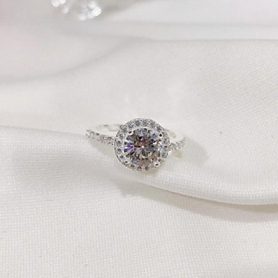 Nhẫn nữ bạc ta mặt đá tròn MS65d