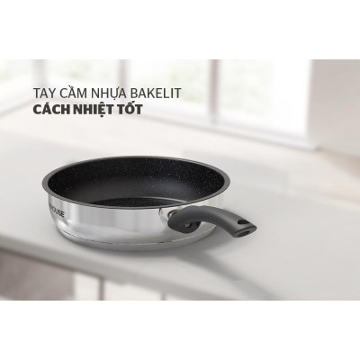 Chảo cạn Inox 5 đáy SUNHOUSE IN28M4, Đường kính 28 cm, Đáy 5 lớp truyền nhiệt tốt, 3 lớp chống dính bền, cao cấp - Hàng chính hãng