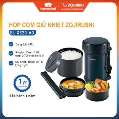 Hộp cơm giữ nhiệt 3 ngăn Zojirushi 1.47L SL-XE20-AD, sản xuất tại Thái Lan