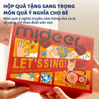 Loa karaoke mini bluetooth kèm mic cho bé Mideer versatile singalone microphone - Hàng chính hãng