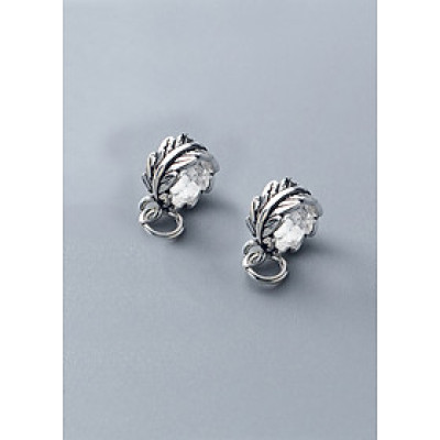 Combo 2 cái charm bạc chiếc lá cuộn tròn gắn charm treo - Ngọc Quý Gemstones