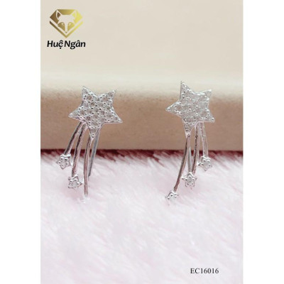 Bông tai bạc Ý 925 Huệ Ngân - Bông cài Ngôi sao may mắn E16016