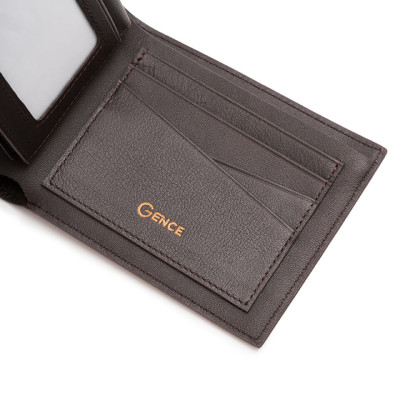 Ví nam Gence dáng ngang da bò Epsom màu nâu C14