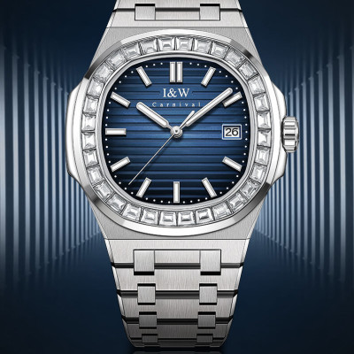 Đồng hồ nam chính hãng IW CARNIVAL IW721G-1 Kính sapphire ,chống xước ,Chống nước 50m ,Bảo hành 24 tháng,Máy cơ (Automatic),dây kim loại thép không gỉ 316L, mặt xanh thiết kế đơn giản dễ đeo 