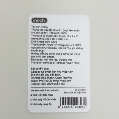 Thùng Rác Nắp Lật Hiro 5L-10L-15L Inochi