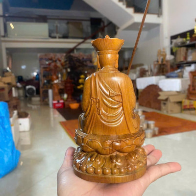 Tượng phật địa tạng vương bồ tát bằng gỗ bách xanh thơm nức kt cao 15×9×8cm 