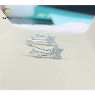 Bông tai bạc Ý 925 Huệ Ngân - Bông cài Ngôi sao may mắn E16016