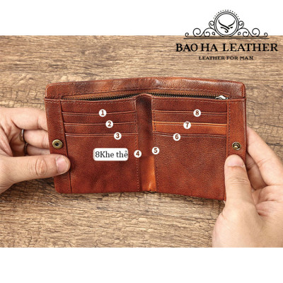 Ví Đứng Nam Da Bò Cao Cấp BHM1249 Mềm Mại - Bền Bỉ, Chống Xước - Chống Nhăn Tốt, Thiết Kế Cổ Điển, Dáng Đứng - Gập 2, Ngăn Đựng Tiền Có Khóa Kéo, Nhiều Ngăn Để Giấy Tờ Tiện Dụng