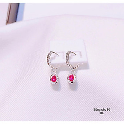 Bông tai trẻ em chất liệu bạc ta đá tròn MS06b