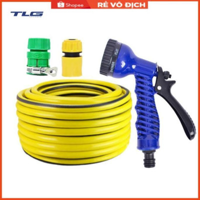 Bộ dây vòi xịt tưới cây, rửa xe 15M (cút nhựa nối nhựa xanh) 206843