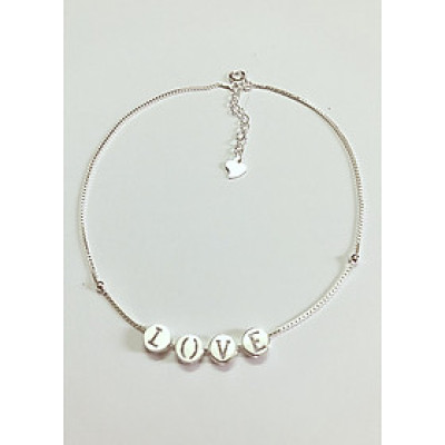 Lắc chân bạc nữ trang sức bạc Ý S925 Huệ Ngân - LOVE RYBJ50053