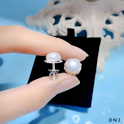 Bông tai bạc nụ trai chốt ren xoáy chất liệu bạc s925 MS0650