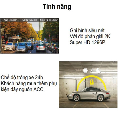 Camera hành trình ô tô độ phân giải 2K, Wifi Thương hiệu Mỹ cao cấp HP - F490W - Bảo hành 12 Tháng Chính Hãng (Hàng Nhập Khẩu)