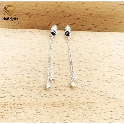 Bông tai bạc Ý 925 Huệ Ngân - Vương miện xinh dáng dài ZCE15112