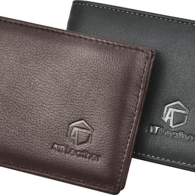 Ví Nam Da Bò AT Leather 056 (10 x 8.5 cm) - Đen