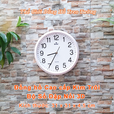 Đồng hồ Treo Tường Cao cấp KIM TRÔI EASTAR Tròn 31cm - Số Nổi 3D - Tặng Pin Maxell - BH 1 Năm