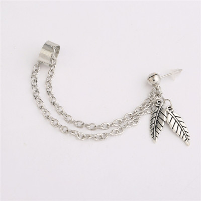 Bông tai unisex phong cách đường phố họa tiết leaf bắt mắt