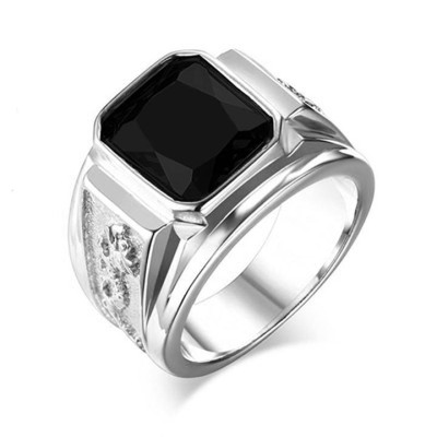 Nhẫn titan nam - Nhẫn nam titan thép không gỉ inox kiểu cham rồng trangsucpt đá xanh dương PTNNA250