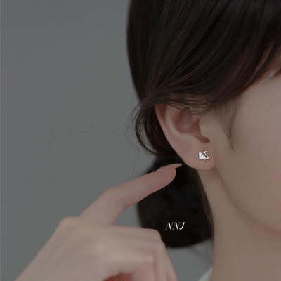 Bông tai bạc khuyên nụ thiên nga chất liệu bạc s925 MS040a