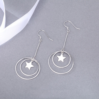 Bông tai hình tròn mix tâm ngôi sao trẻ trung