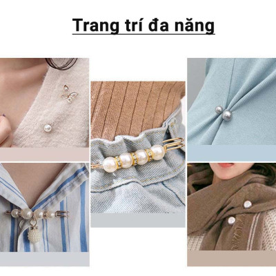 Set Ghim Trâm Cài Áo Ngọc Trai 2 Đầu KUNBE, Kiểu Dáng Mới Thiết Kế Sang Trọng Phong Cách Thời Trang