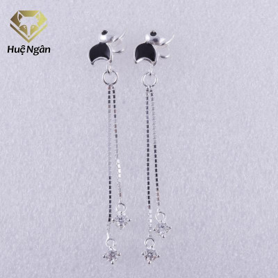 Bông tai bạc Ý 925 Huệ Ngân - Voi con đáng yêu dáng dài ZCE15111