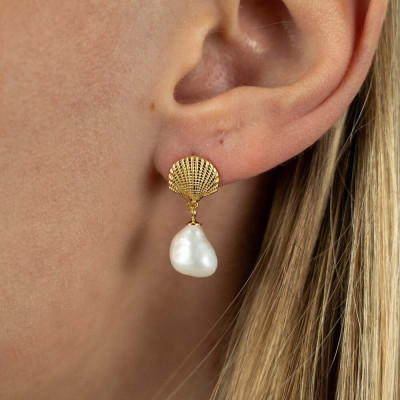 Bông Tai Ngọc Trai FW Thiết Kế UK Style (Sea Shell Pearl) - MOOON Jewelry