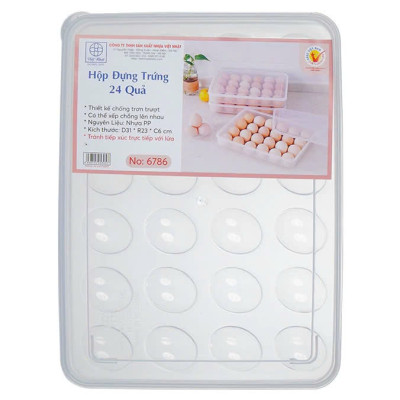Hộp đựng trứng 24 quả có nắp đậy nhựa Việt Nhật , khay bảo quản trứng không bị vỡ chắc chắn - Hàng Việt Nam