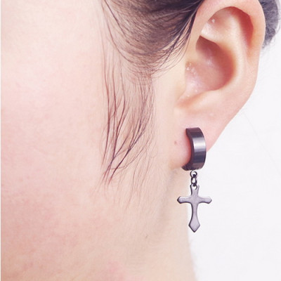 Bông tai thánh giá BT270 - Màu đen