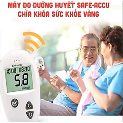 Máy Đo Đường Huyết, Máy Đo Lượng Đường Trong Máu Tại Nhà Safe Accu tặng que đo và kim thử máu hàng cao câp