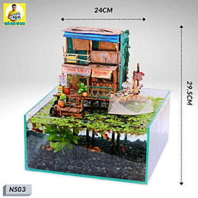 Mô Hình Gỗ Tự lắp ráp DIY Sài Gòn Xưa Ký Ức Tuổi Thơ - Thế Giới Tí Hon - Xóm Nhà Sàn - NS03