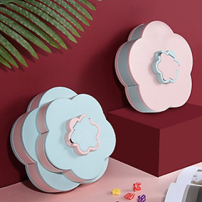 Khay Đựng Mứt Ngày Tết Hộp Bảo Quản Đồ Khô Xoay 2 Tầng Chính Hãng