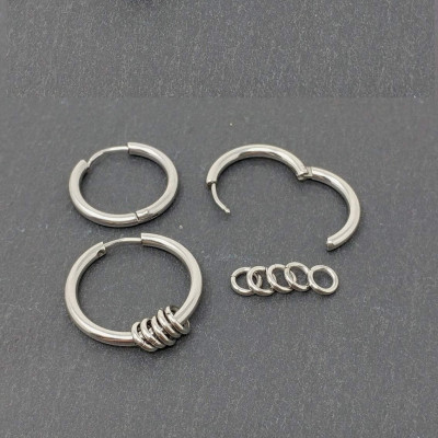 Bông tai nam nữ phối nhiều hình tròn mini phá cách