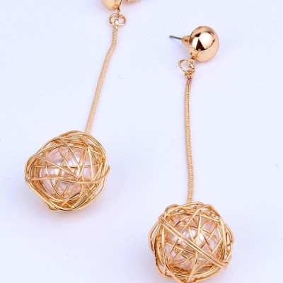 Bông tai châu dài vàng