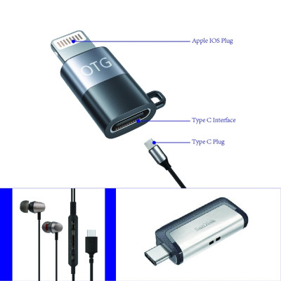 Đầu chuyển đổi Cho Micro Thu Âm Không Dây từ Type C sang Lightningg (i.phone) type c sang ios Jack Dây KHÔNG DÙNG CHO TAI NGHE - Hàng Nhập Khẩu