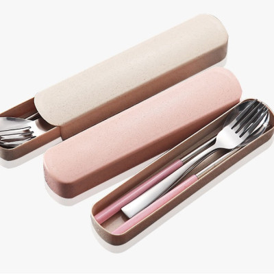 Bộ Muỗng Đũa Nĩa Lúa Mạch Tặng Kèm Hộp Đựng Xịn Xò - Hàng chính hãng 