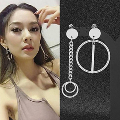 Bông tai xích titan thả hình tròn 1 đôi