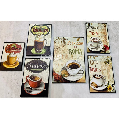 (ẢNH THẬT) Tranh treo tường trang trí decor quán cà phê tranh có khung kèm đinh