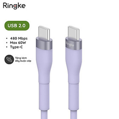 Cáp sạc nhanh cho điện thoại/laptop/tablet RINGKE Fast Charging Pastel Cable C-to-C nhiều màu - Hàng Chính Hãng