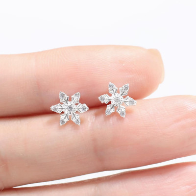 Bông tai hoa tuyết chất liệu bạc s925 MS03a