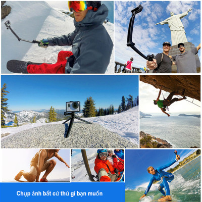 Chân đế Selfie/Stick Monopod cao cấp gấp gọn dành cho máy ảnh thể thao, camera hành trình Puluz PU202, hàng chính hãng