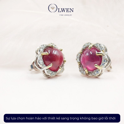 Bông tai ruby kim cương thiên nhiên OW9