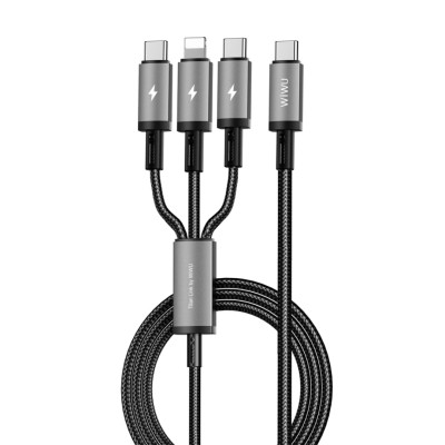 Cáp Sạc Đa Năng 3in1 sạc nhanh 60W USB-C ra 2 cổng Type-C + 1 cổng L cho iPhone / cho iPad hiệu WIWU Starlink - Chống Rối, Siêu Bền, Chip Thông Minh Tích Hợp, Sạc An Toàn - Hàng nhập khẩu