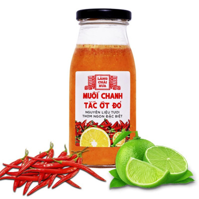 Muối ớt đỏ chanh tắc cao cấp Làng Chài Xưa, nguyên liệu tươi, thơm ngon đặc biệt, chai thủy tinh 300gr