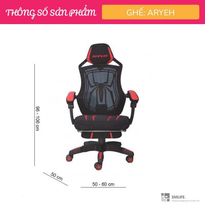 Ghế phòng net lưng cao có gác chân SMLIFE Aryeh