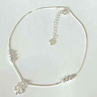 Lắc chân bạc nữ trang sức bạc Ý S925 Bạc Xinh Huệ Ngân - Cỏ bốn lá may mắn RYBJ50063