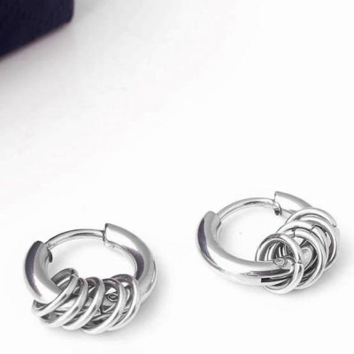 Bộ Bông tai nam inox khuyên tròn 12mm BT321 (Màu Bạc) - 2 chiếc