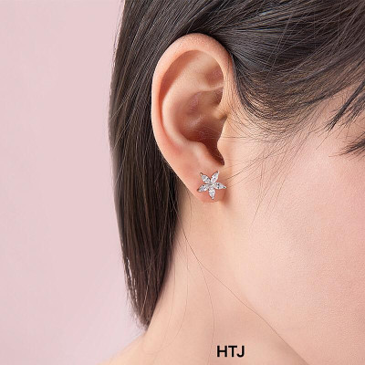 Bông tai bạc thời trang gắn hại trai xinh xắn chất liệu bằng bạc s925 SA0752