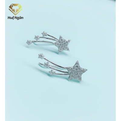Bông tai bạc Ý 925 Huệ Ngân - Bông cài Ngôi sao may mắn E16016