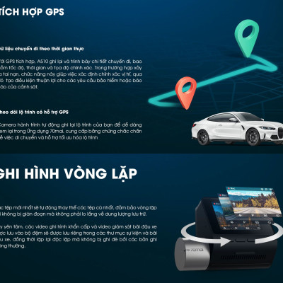 Camera hành trình 70mai A510 cảnh báo an toàn ADAS, 4G, GPS, độ phân giải 3K HDR sắc nét - Hàng chính hãng